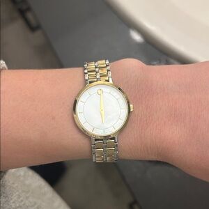 Movado Gold and Silver Watch with White Dial